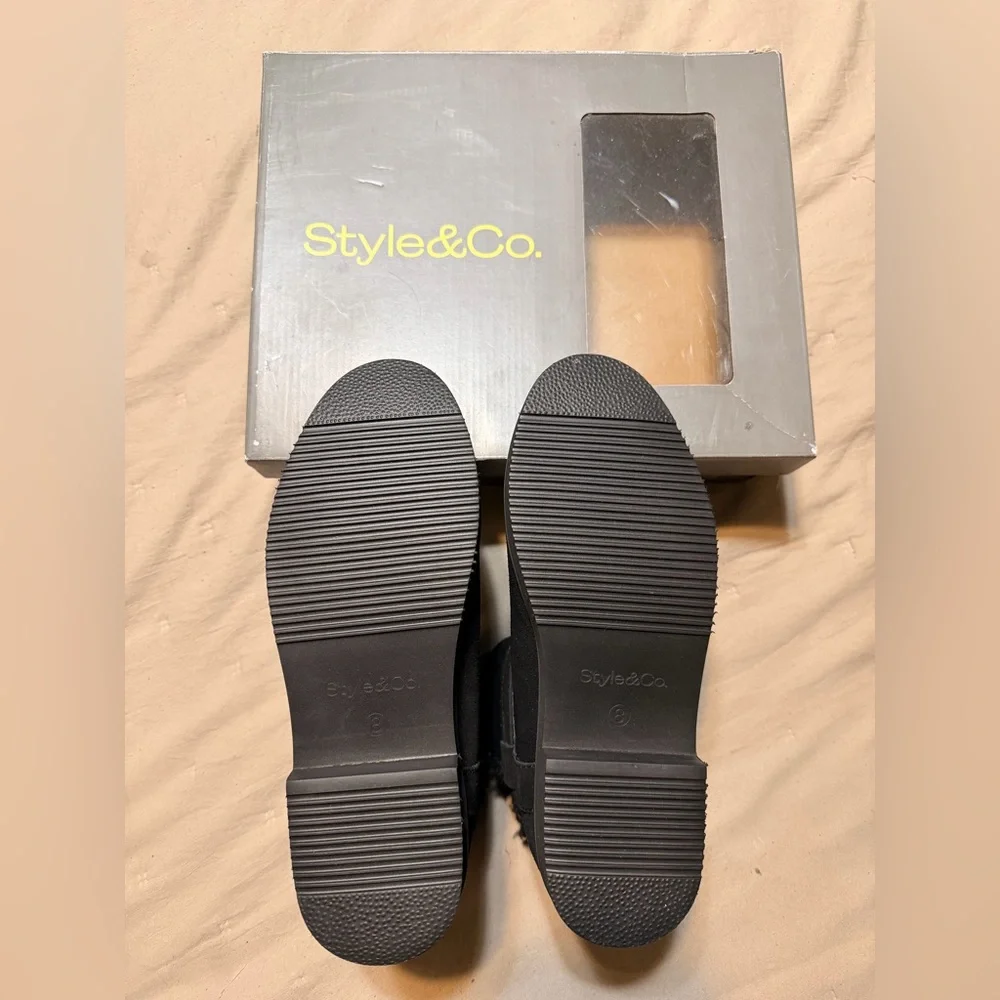 Style & Co. Black Faux Fur Ankle Boots